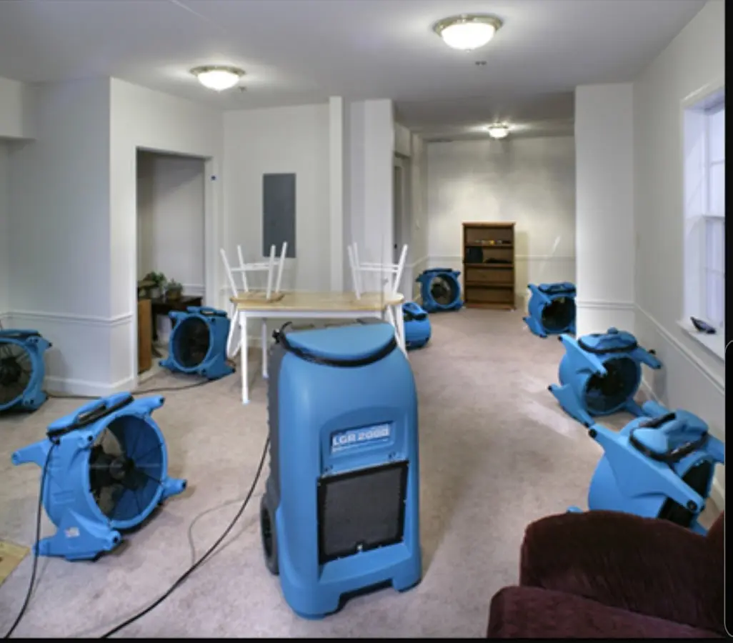 Air movers and dehumidifier setup for Water Extraction & Removal in McDonough