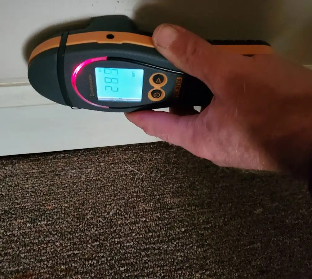 Moisture detection at baseboard during Sewage Cleanup & Sanitation in McDonough